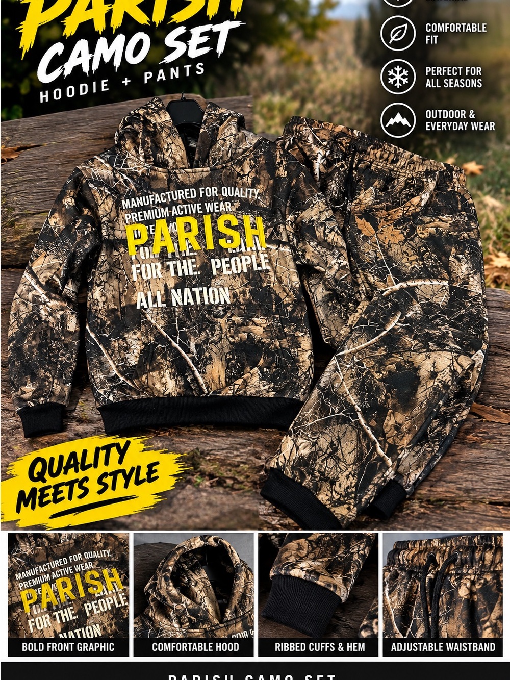 Parish Kids Camo Hoodie & Pants Set - Brown Camo